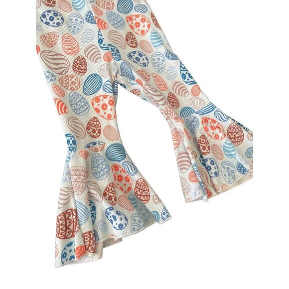 Small Shop Blue Ribbed Easter Egg Flare Jumpsuit 3 - Picture 3 of 5